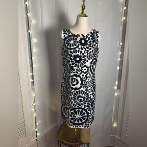 Aiden Black and White Sheath Midi Dress Scoop Neck Sleeveless